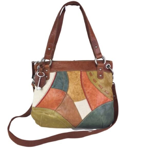 Fossil Leather Patchwork Shoulder/Crossbody Bag - Picture 1 of 8